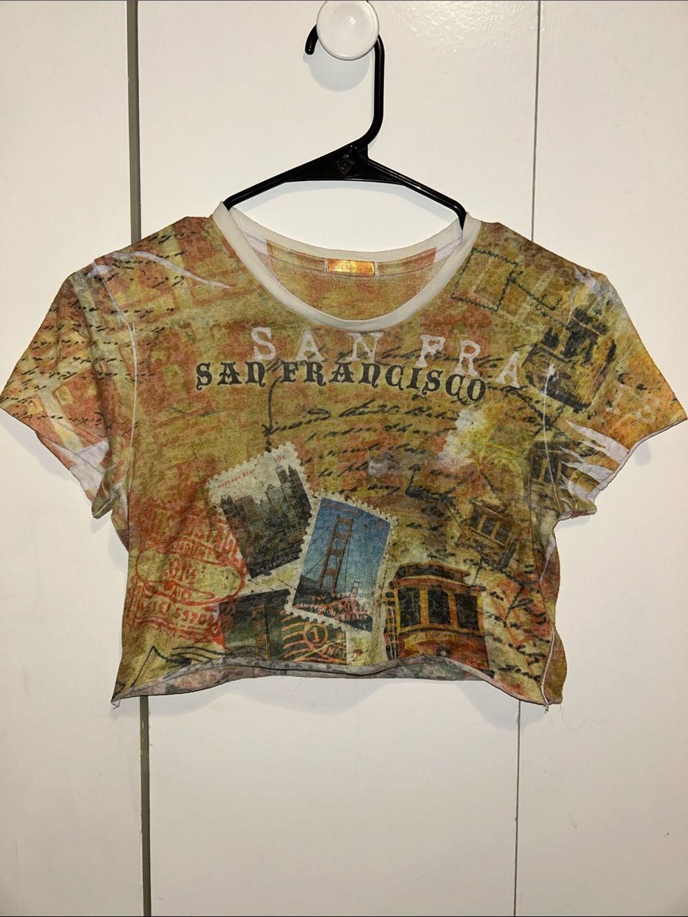San Francisco Graphic Crop Top in Multicolor Wash